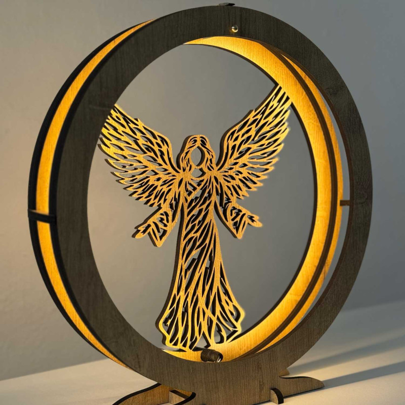 Die LED-Lampe mit Engelsmotiv schafft eine angenehme und harmonische Atmosphäre im Haus.