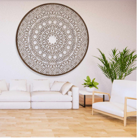Modernes rundes Mandala-Gemälde aus Holz für das Wohnzimmer