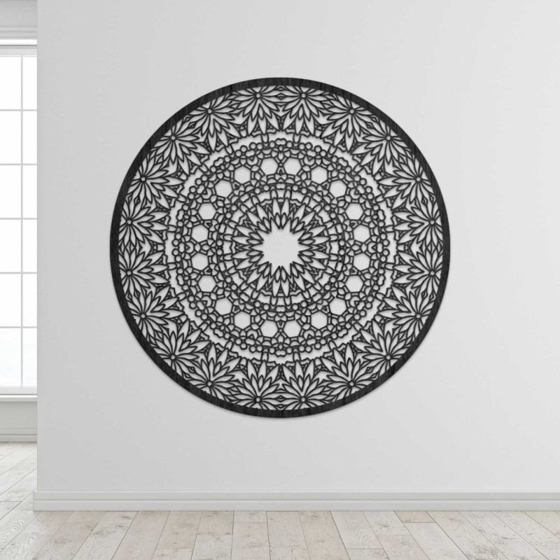 Elegantes Mandala-Gemälde aus Holz für ein modernes Zuhause
