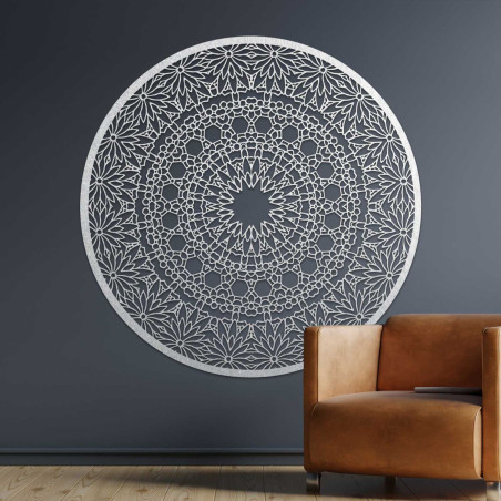 Elegantes Mandala-Gemälde aus Holz für ein modernes Zuhause
