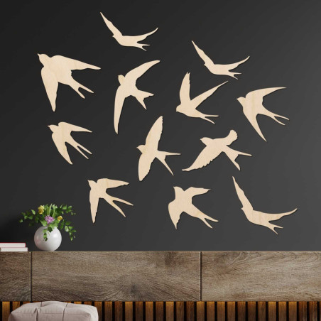 Wanddekorationen aus Holz: Fliegende Vögel | FLOCK