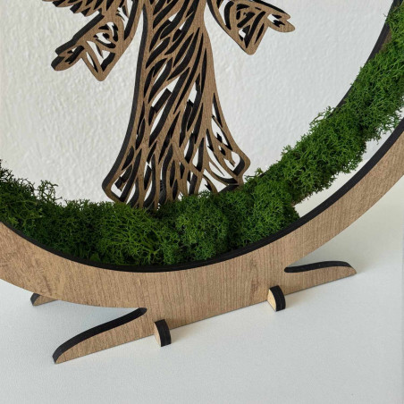 Luxuriöse LED-Lampe „Engel des Schutzes“ aus Holz und stabilisiertem Moos