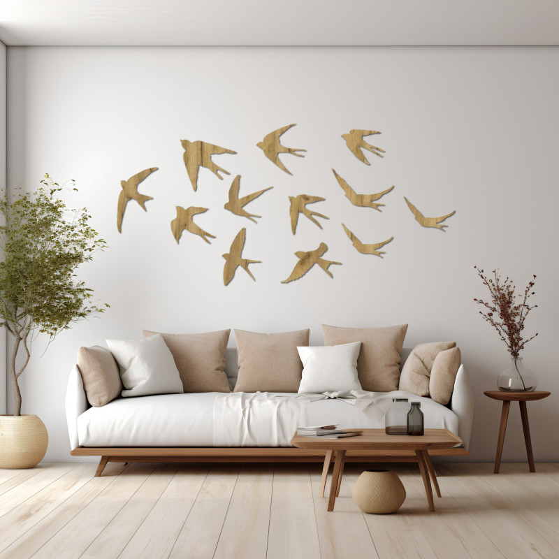Schaffen Sie mit einer Dekoration aus fliegenden Schwalben ein Zuhause voller Frieden und Eleganz.