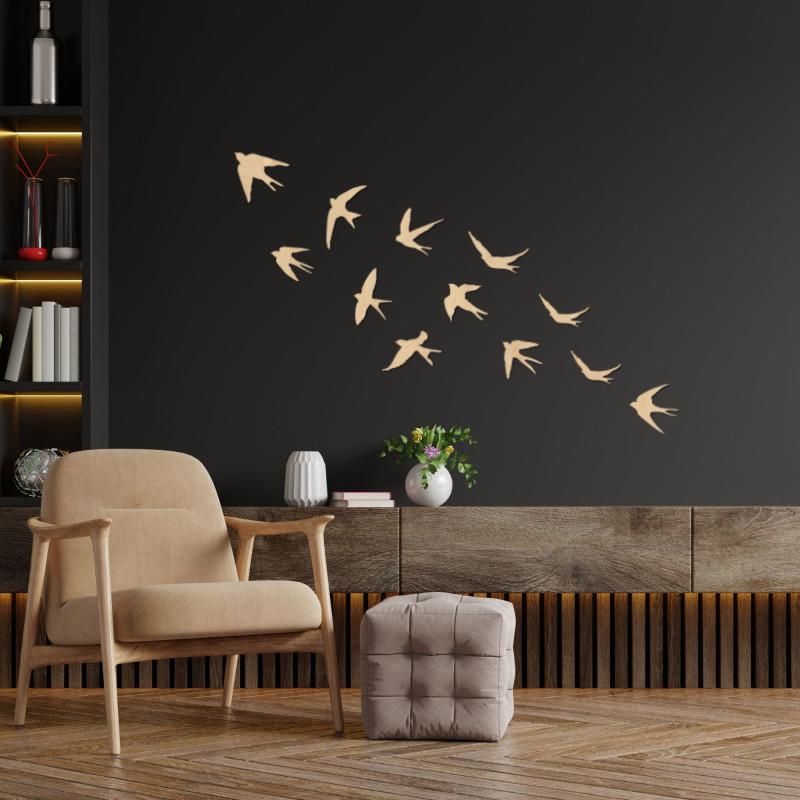 Schaffen Sie mit einer Dekoration aus fliegenden Schwalben ein Zuhause voller Frieden und Eleganz.