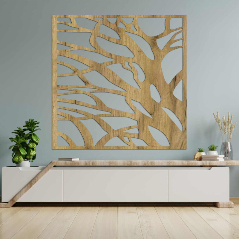 Abstrakte Wanddekoration aus Holz, inspiriert von der Natur
