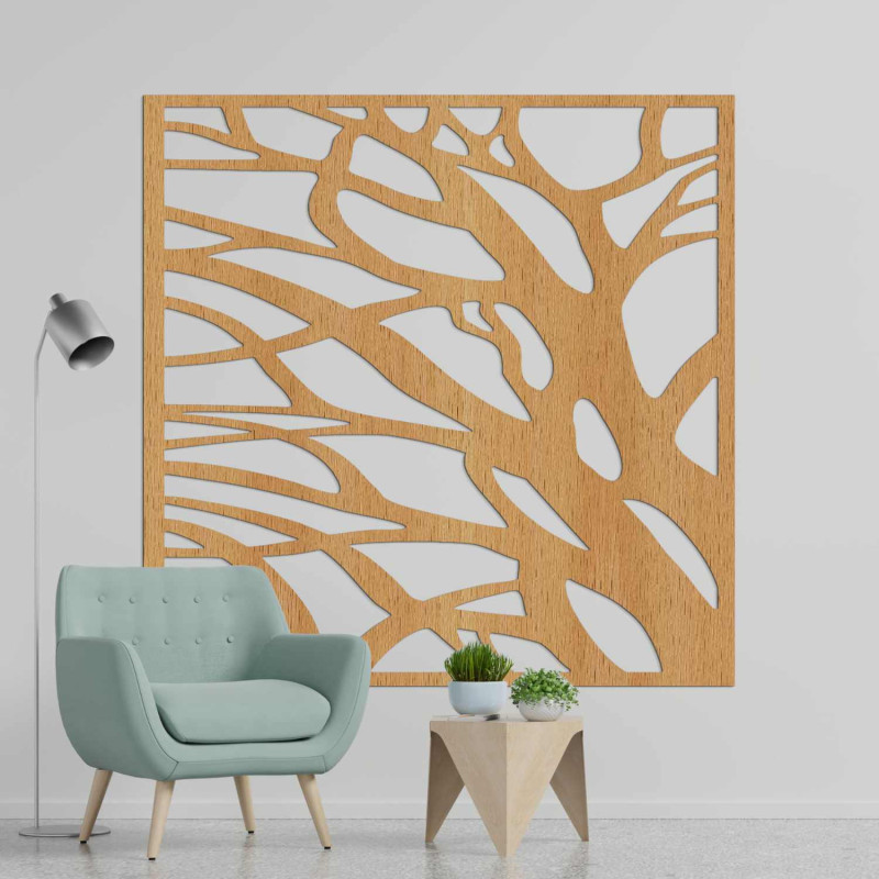 Abstrakte Wanddekoration aus Holz, inspiriert von der Natur
