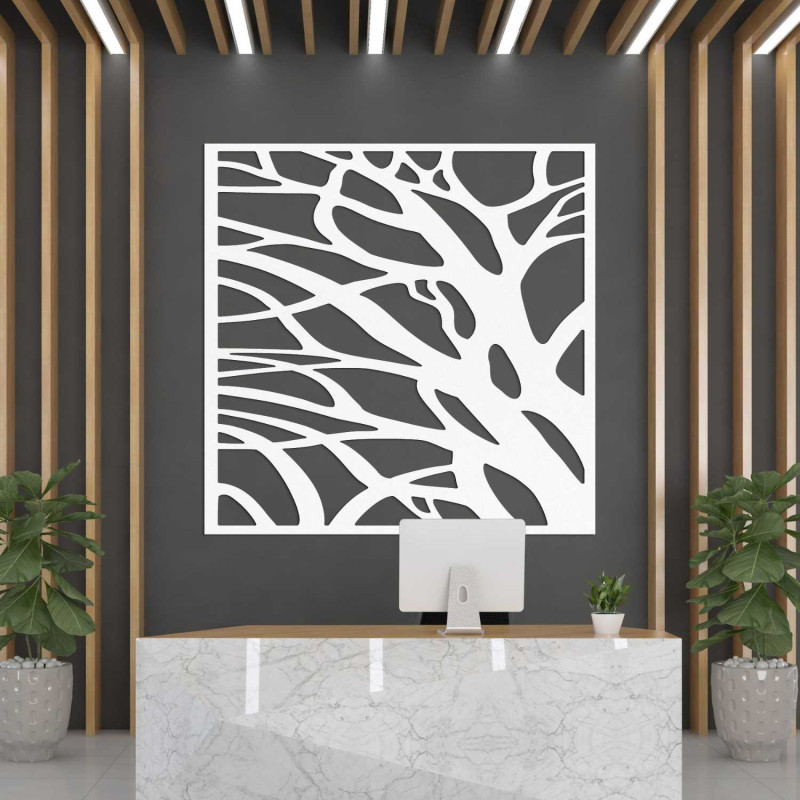 Modernes Holzbild mit abstraktem Baummotiv für ein stilvolles Interieur.