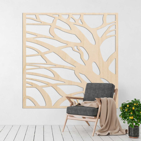 Modernes Holzbild mit abstraktem Baummotiv für ein stilvolles Interieur.