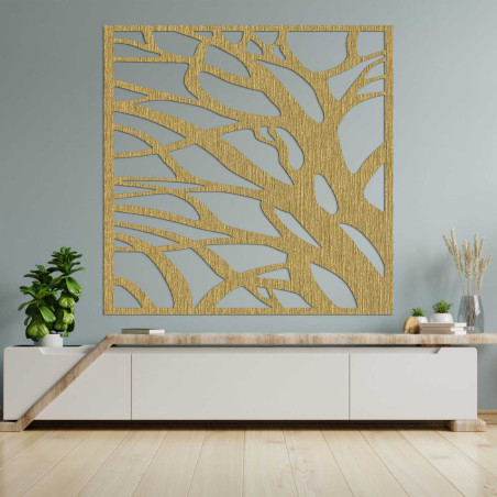 Modernes Holzbild mit abstraktem Baummotiv für ein stilvolles Interieur.