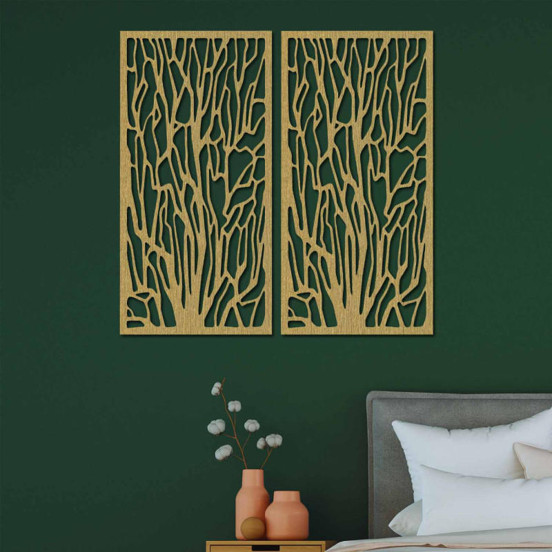 Elegante Wanddekoration mit Baumsilhouetten aus einem Wald