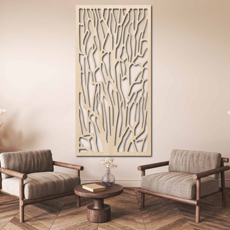 Elegante Wanddekoration mit Baumsilhouetten aus einem Wald