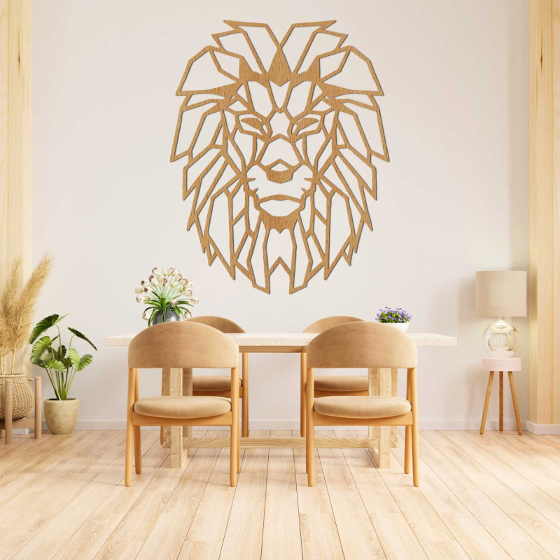 Originelle Wanddekoration aus Holz: Löwe für ein stilvolles Interieur