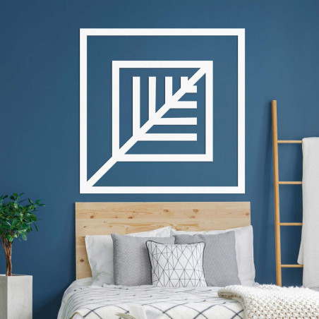 Geometrisches Holzbild mit minimalistischem Design für die Wand