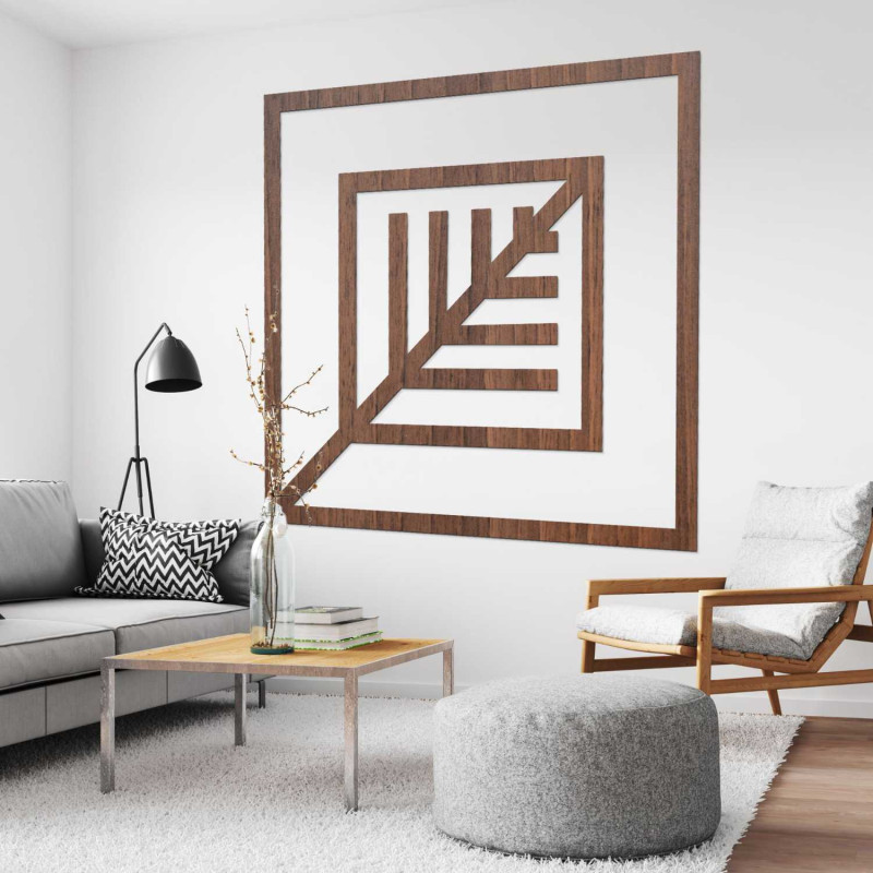 Elegante Wanddekoration mit geometrischem Muster aus Holz