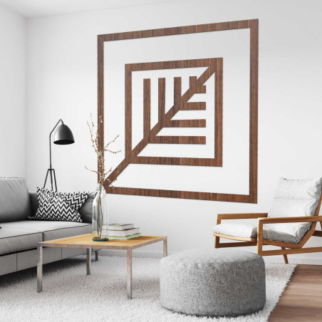 Elegante Wanddekoration mit geometrischem Muster aus Holz