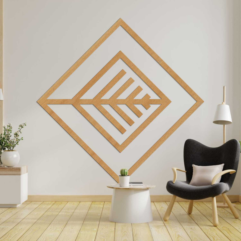 Elegante Wanddekoration mit geometrischem Muster aus Holz
