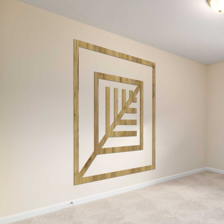 Elegante Wanddekoration mit geometrischem Muster aus Holz