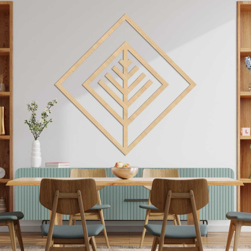 Elegante Wanddekoration mit geometrischem Muster aus Holz