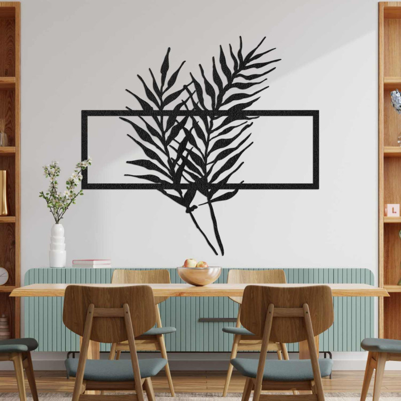 Elegante Wanddekoration mit tropischen Palmenblättern