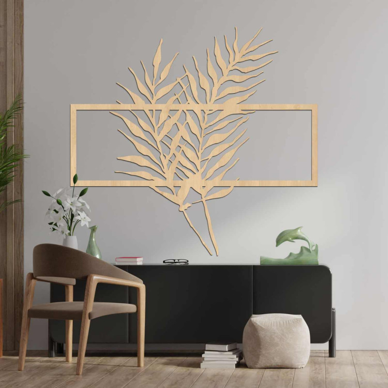 Elegante Wanddekoration mit tropischen Palmenblättern