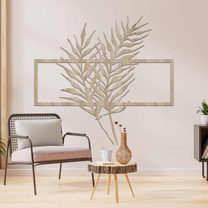 Elegante Wanddekoration mit tropischen Palmenblättern