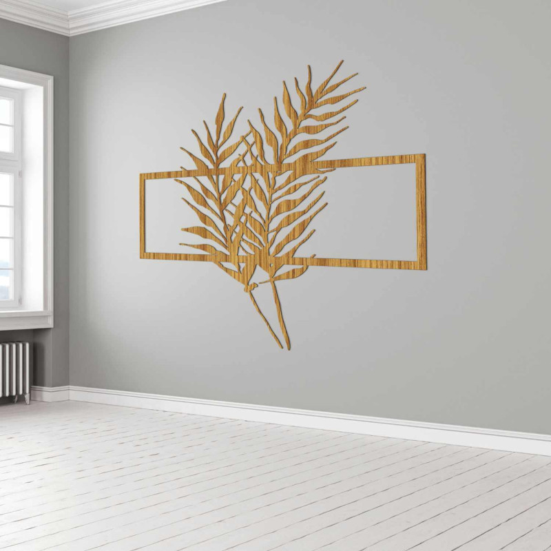 Elegante Wanddekoration mit tropischen Palmenblättern