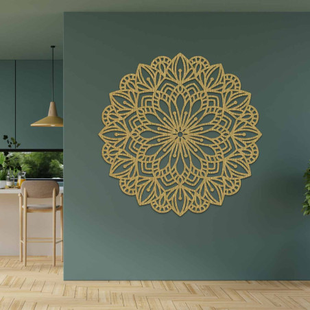 Elegante Holzmandala als Dekoration für ein modernes Interieur