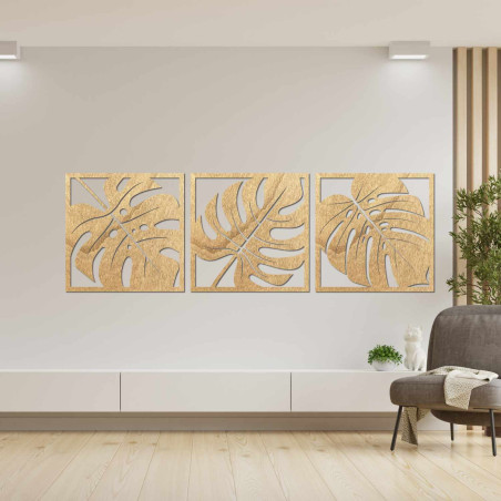 Tropische Wandkunst aus Holz mit Monstera-Blattmotiv