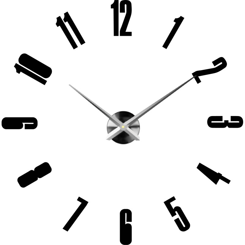 Moderne Spiegelwanduhr mit großen Ziffern und 3D-Effekt