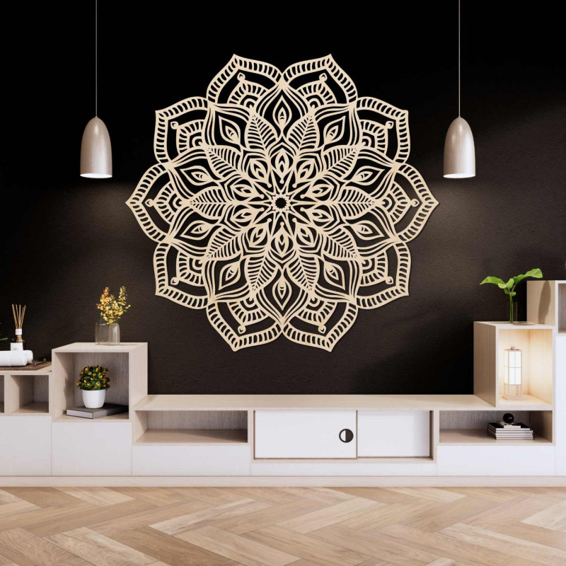 Luxuriöses Holzmandala für die Wand, geeignet für Wohnzimmer, Schlafzimmer und Büro