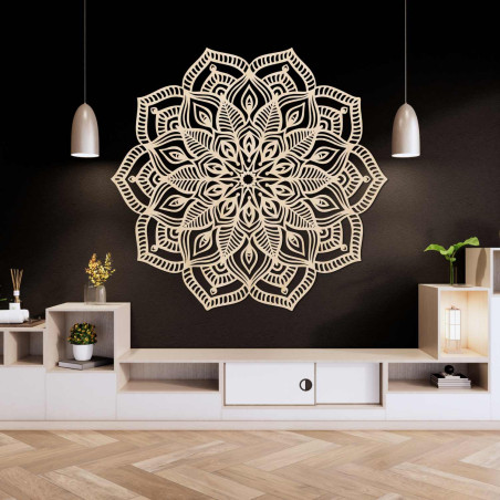 Luxuriöses Holzmandala für die Wand, geeignet für Wohnzimmer, Schlafzimmer und Büro