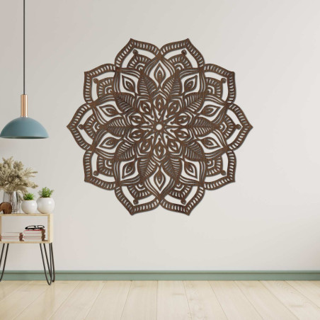 Modernes Holzmandala für die Wand, das Gleichgewicht, Schönheit und positive Energie symbolisiert