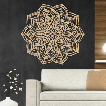 Modernes Holzmandala für die Wand, das Gleichgewicht, Schönheit und positive Energie symbolisiert