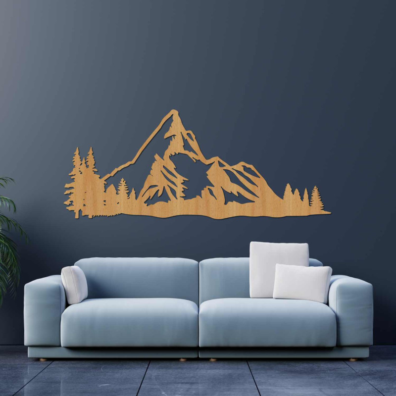 Moderne Wanddekoration aus Holz mit Berg- und Naturlandschaftsmotiv