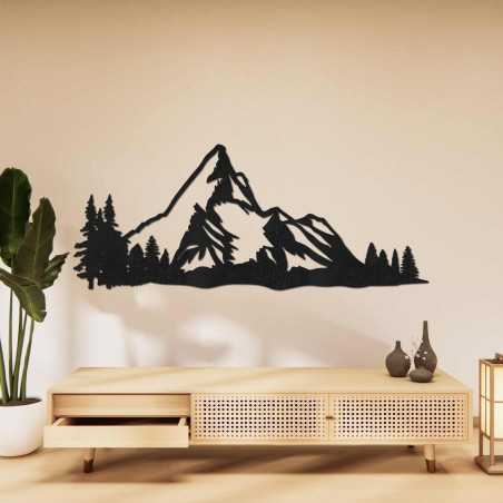 Minimalistisches Gemälde mit Bergmotiv aus Holz für Wohnzimmer, Büro oder Ferienhaus