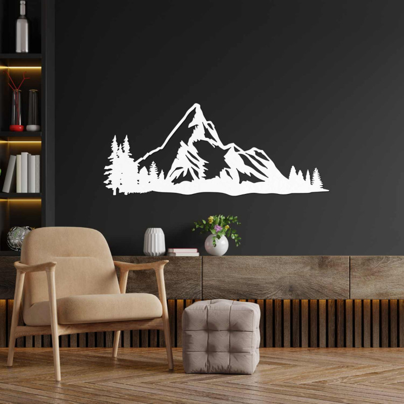 Holzgemälde „Bergpanorama“ – Moderne...