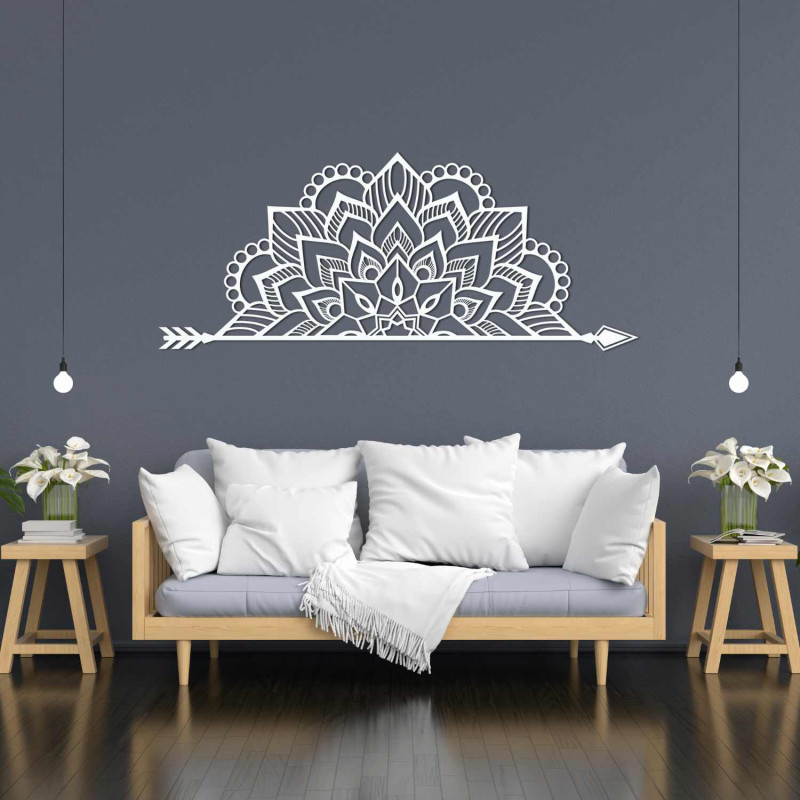Lasergeschnitzte Holzmandala an der Wand für ein stilvolles Wohnzimmer oder Schlafzimmer