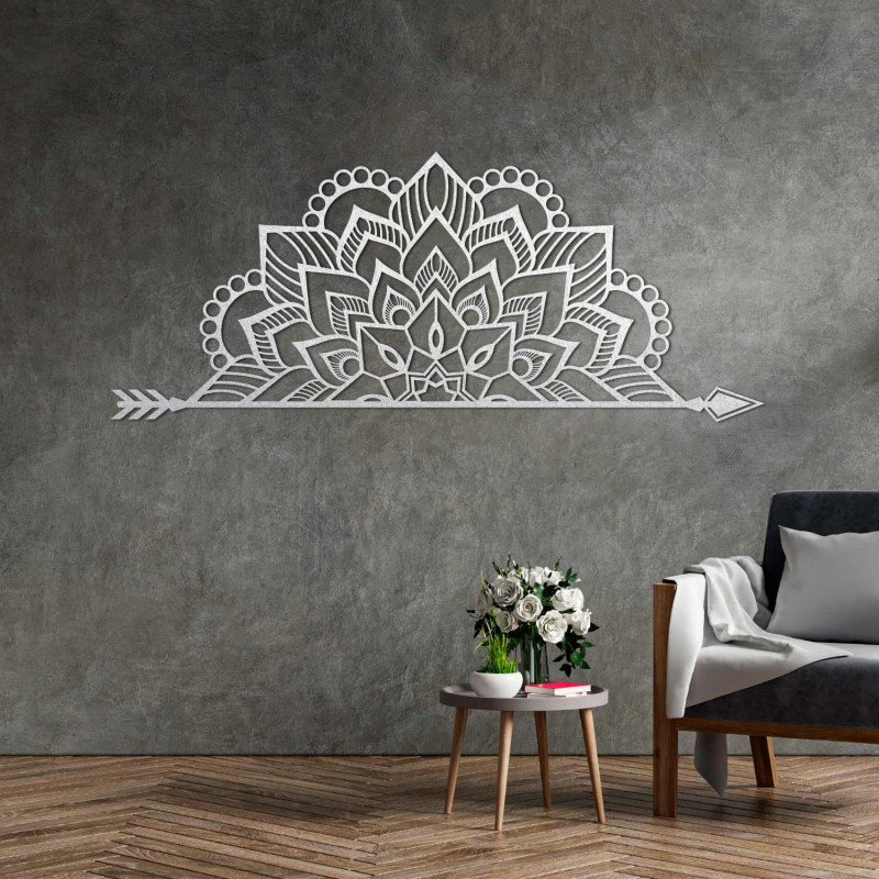 Lasergeschnitzte Holzmandala an der Wand für ein stilvolles Wohnzimmer oder Schlafzimmer
