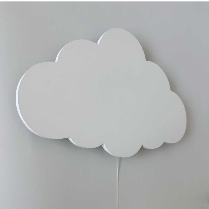 Wandmontierte LED-Lichtdekoration, eine Holzwolke als modernes Nachtlicht für ein Kinderzimmer