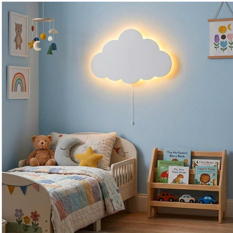LED-Wolkenwandleuchte mit warmweißem Licht für ein Kinderzimmer