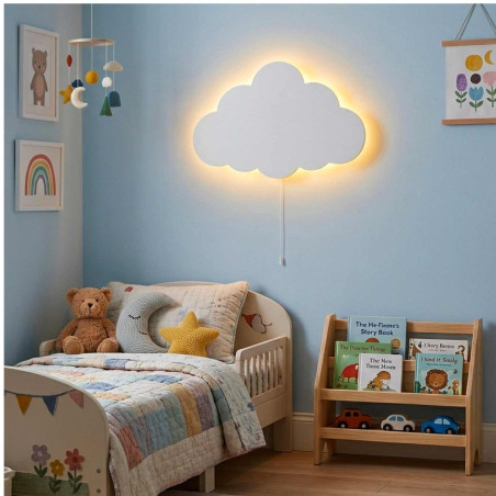 LED-Wolkenwandleuchte mit warmweißem Licht für ein Kinderzimmer