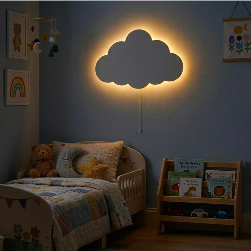 LED-Wolkenwandleuchte mit warmweißem Licht für ein Kinderzimmer