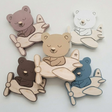 Dekorative LED-Lampe Teddybär Pilot, geeignet für Kinderzimmer, Spielzimmer und Schlafzimmer
