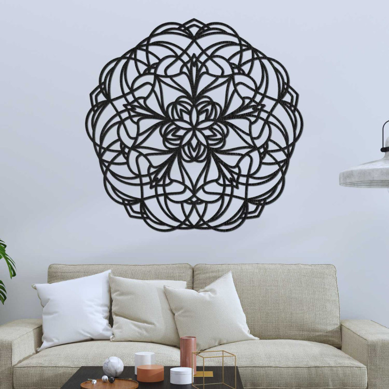 Elegante Holzmandala als stilvolle Wanddekoration