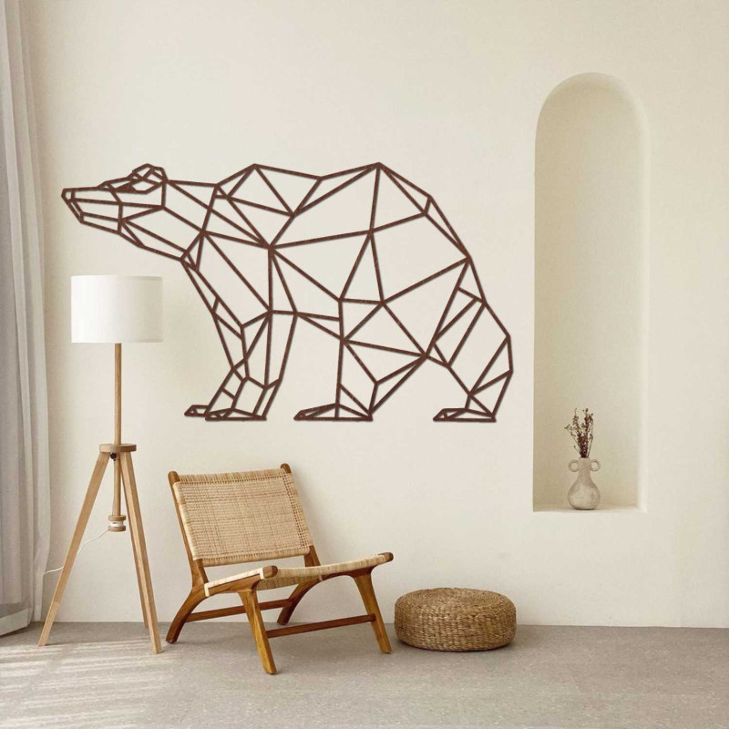 Moderner Dekobär aus Holz im geometrischen Stil