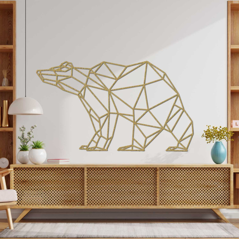 Moderner Dekobär aus Holz im geometrischen Stil