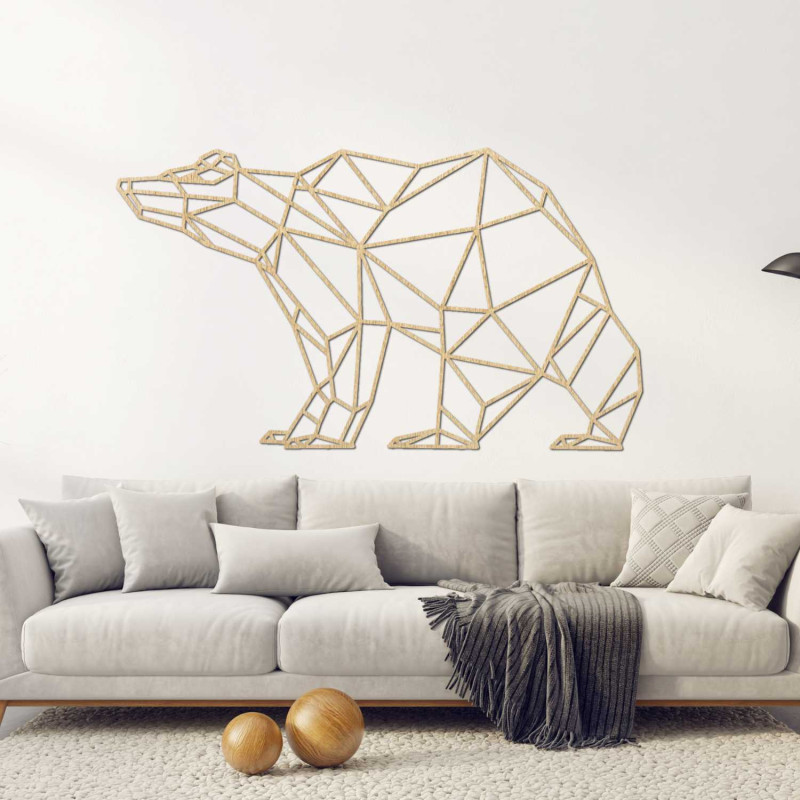 Moderner Dekobär aus Holz im geometrischen Stil
