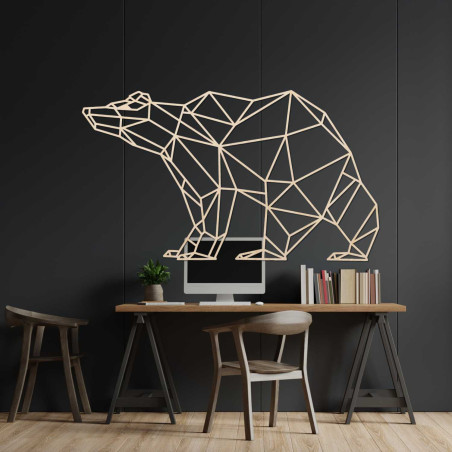 Moderner Dekobär aus Holz im geometrischen Stil