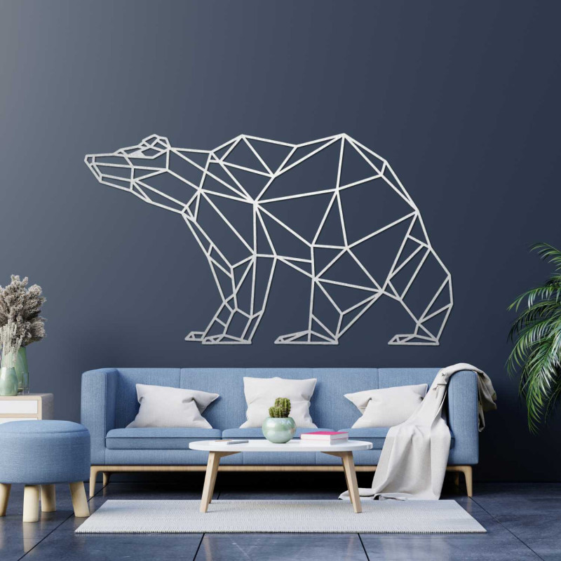 Moderner Dekobär aus Holz im geometrischen Stil