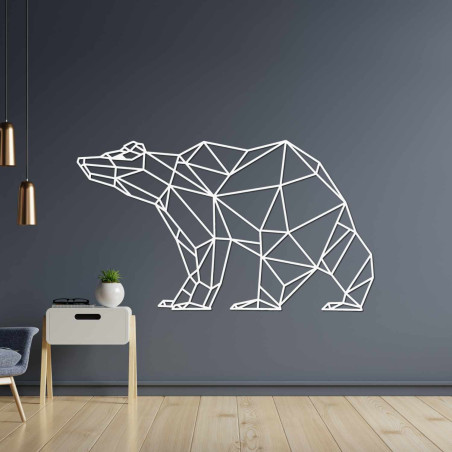 Geometrischer Bär aus Holz – originelle Wanddekoration für Wohnzimmer und Büro.